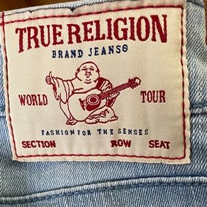 True Religion Riley Knee Length Shorts Blue Denim Jean Shorts Women's Size 31